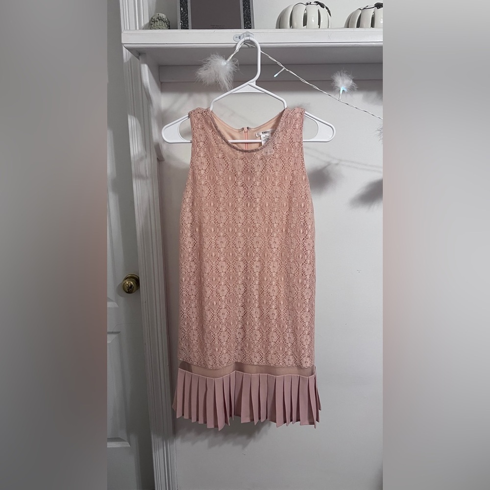 Esley Lace Dress with Pleated Hem